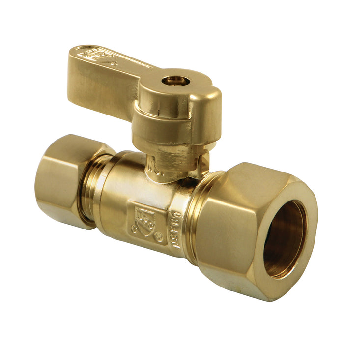 Kingston Baseline KF5335BB 5/8-Inch O.D. Comp x 3/8-Inch O.D. Comp Quarter-Turn Straight Shut-Off Valve, Brushed Brass