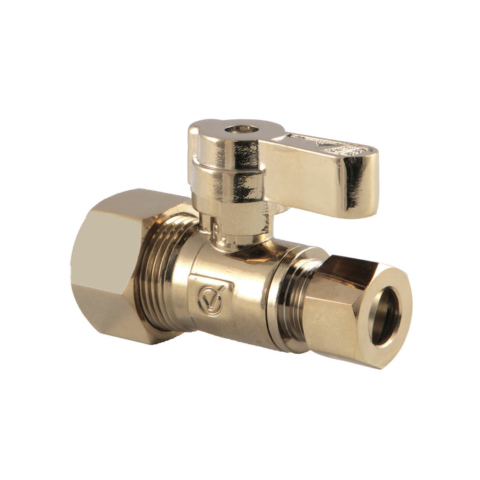 Kingston Baseline KF5335PB 5/8-Inch O.D. Comp x 3/8-Inch O.D. Comp Quarter-Turn Straight Shut-Off Valve, Polished Brass