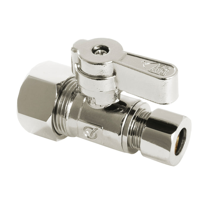 Kingston Baseline KF5335PN 5/8-Inch O.D. Comp x 3/8-Inch O.D. Comp Quarter-Turn Straight Shut-Off Valve, Polished Nickel