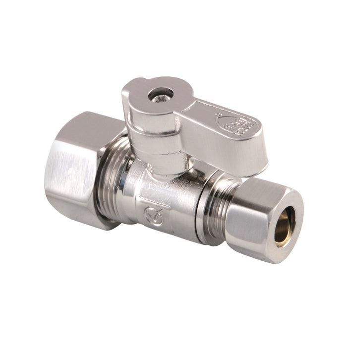Kingston Baseline KF5335SN 5/8-Inch O.D. Comp x 3/8-Inch O.D. Comp Quarter-Turn Straight Shut-Off Valve, Brushed Nickel