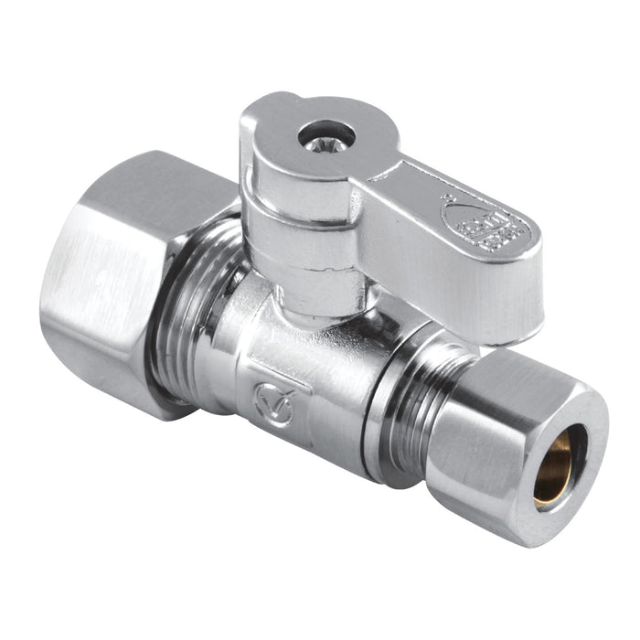 Kingston Baseline KF5335 5/8-Inch O.D. Comp x 3/8-Inch O.D. Comp Quarter-Turn Straight Shut-Off Valve, Polished Chrome