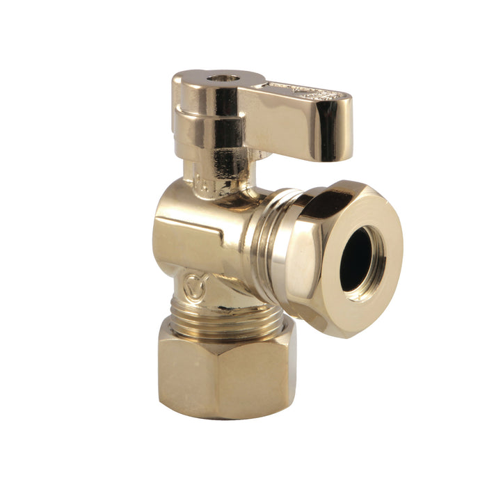 Kingston KF5430PB 5/8-Inch O.D. Comp x 1/2-Inch or 7/16-Inch Slip Joint Quarter-Turn Angle Shut-Off Valve, Polished Brass
