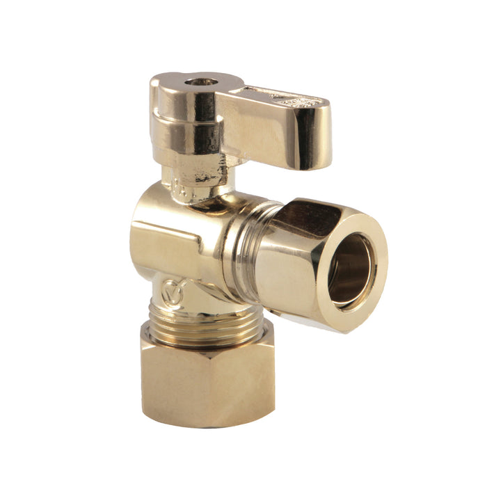 Kingston KF5440PB 5/8-Inch O.D. Comp x 1/2-Inch O.D. Comp Quarter-Turn Angle Shut-Off Valve, Polished Brass