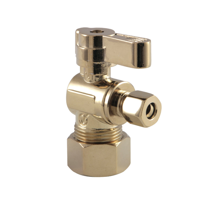 Kingston KF5814PB 5/8-Inch O.D. Comp x 1/4-Inch O.D. Comp Quarter-Turn Angle Shut-Off Valve, Polished Brass