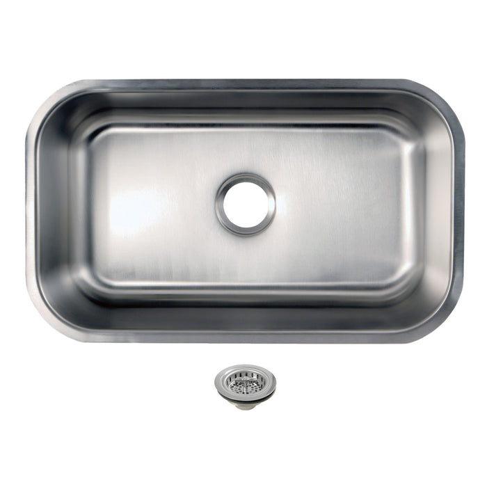 Loft KGKUS30181 30-Inch Stainless Steel Single Bowl Undermount Kitchen Sink with Strainer, Stainless Steel/Polished Chrome