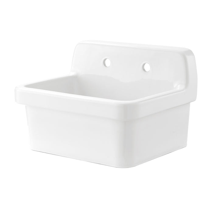 Kingston Heirloom KGPKWS2419175 - Doriteal 24-Inch Ceramic Single Bowl Wall Mount Kitchen Sink with Strainer, White/Oil Rubbed Bronze