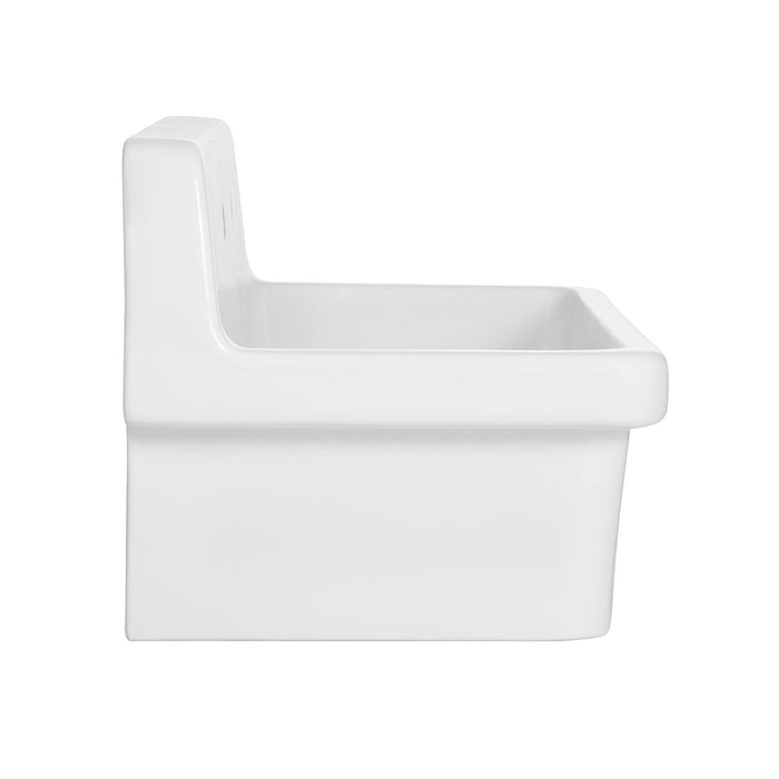 Kingston Heirloom KGPKWS3019183 - Doriteal 30-Inch Ceramic Single Bowl Wall Mount Kitchen Sink with Strainer, White/Antique Brass