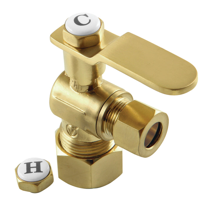 Kingston Sona KL5330PB - Whitaker 5/8-Inch O.D. Comp x 3/8-Inch O.D. Comp Quarter-Turn Angle Shut-Off Valve, Polished Brass