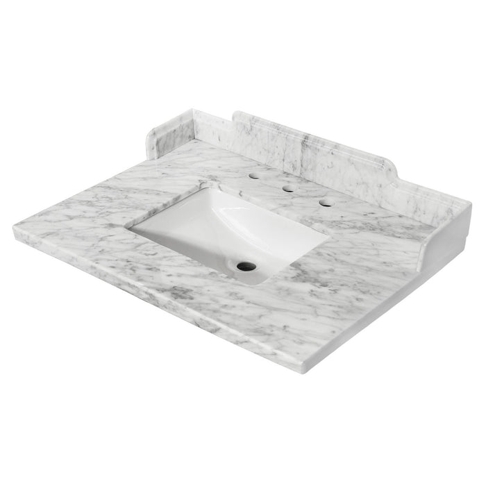 Pemberton KMS3022M38SQ 30-Inch Carrara Marble Vanity Sink Top (8" Faucet Drillings), Carrara White
