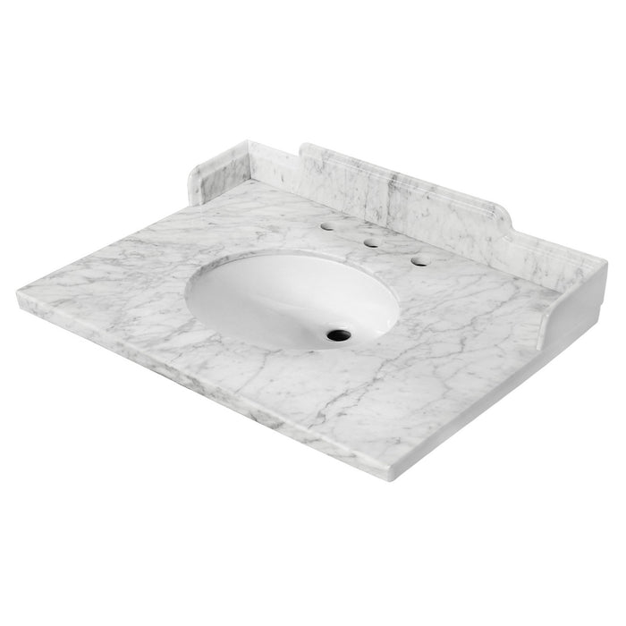 Kingston Heirloom KMS3022M38 - Pemberton 30-Inch Carrara Marble Vanity Sink Top (8" Faucet Drillings), Carrara White