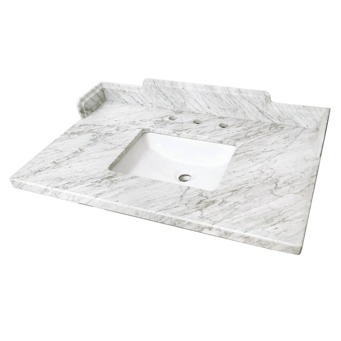 Pemberton KMS3622M38SQ 36-Inch Carrara Marble Vanity Sink Top (8" Faucet Drillings), Carrara White