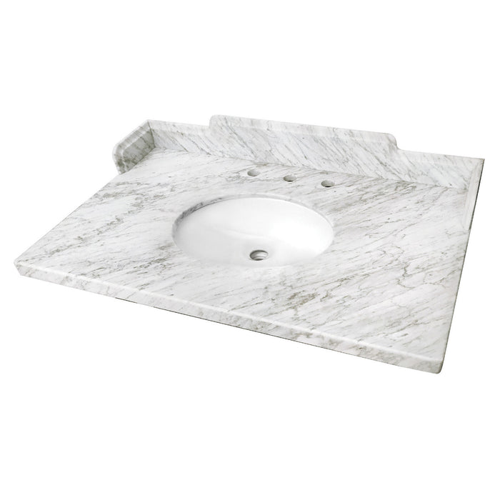 Pemberton KMS3622M38 36-Inch Carrara Marble Vanity Sink Top (8" Faucet Drillings), Carrara White