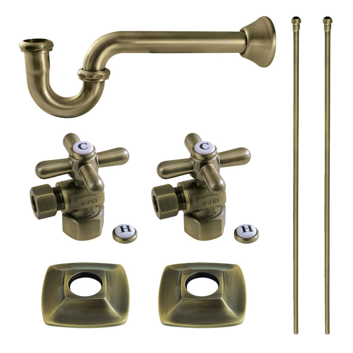 Kingston Tulare KPK110P3 - Gehry Modern Plumbing Sink Trim Kit with P-Trap, Antique Brass