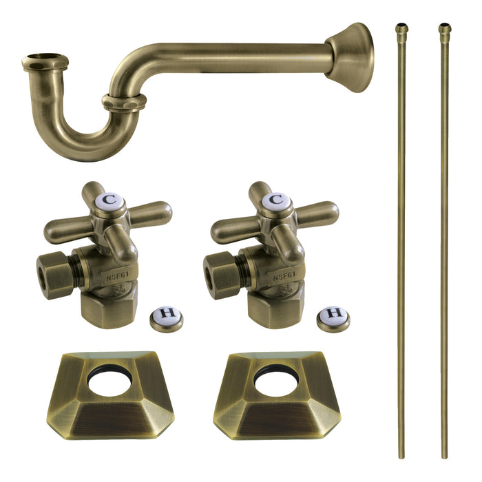 Kingston Tulare KPK130P3 - Trapeze Modern Plumbing Sink Trim Kit with P-Trap, Antique Brass