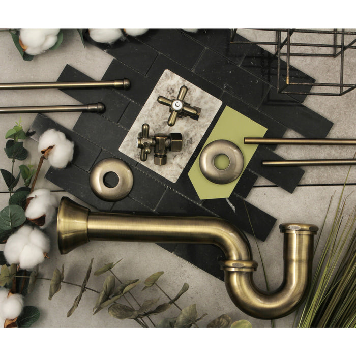 Kingston Heirloom KPK203 - Gourmet Scape Traditional Plumbing Sink Trim Kit with P-Trap, Antique Brass