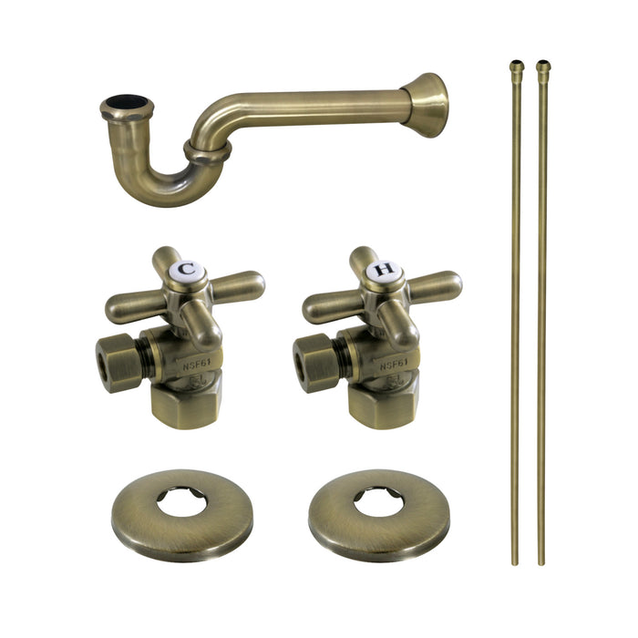 Kingston Heirloom KPK203 - Gourmet Scape Traditional Plumbing Sink Trim Kit with P-Trap, Antique Brass