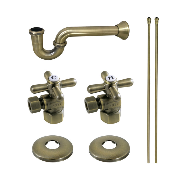 Gourmet Scape™ KPK203 Traditional Plumbing Supply Kit Combo with 1-1/2" P-Trap, Antique Brass