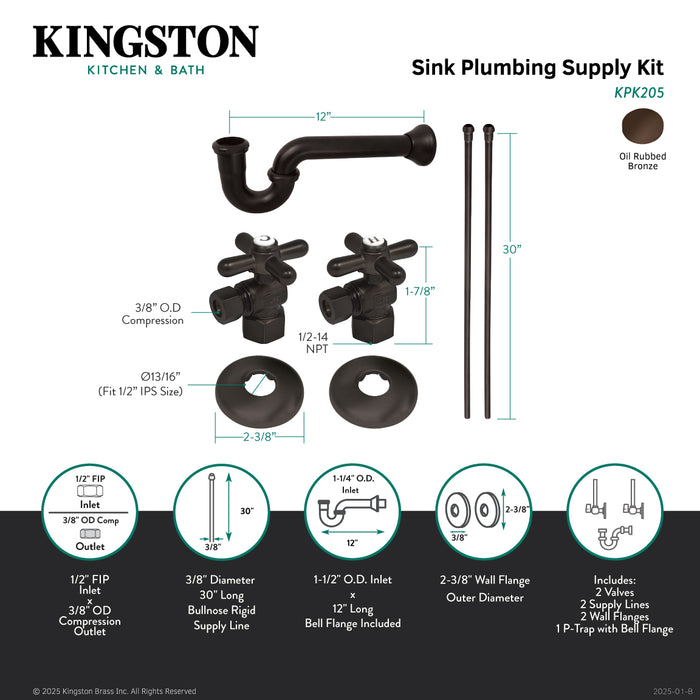 Gourmet Scape KPK205 Traditional Plumbing Sink Trim Kit with P-Trap, Oil Rubbed Bronze