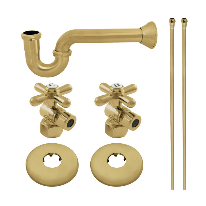 Kingston Heirloom KPK207 - Gourmet Scape Traditional Plumbing Sink Trim Kit with P-Trap, Brushed Brass
