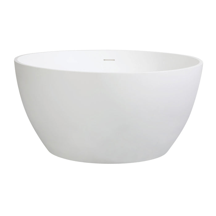 Kingston Tulare KRTRO4545266K8 - Arcticstone 45-Inch Solid Surface Round Double Ended Freestanding Tub with Faucet Combo and Drain, Brushed Nickel