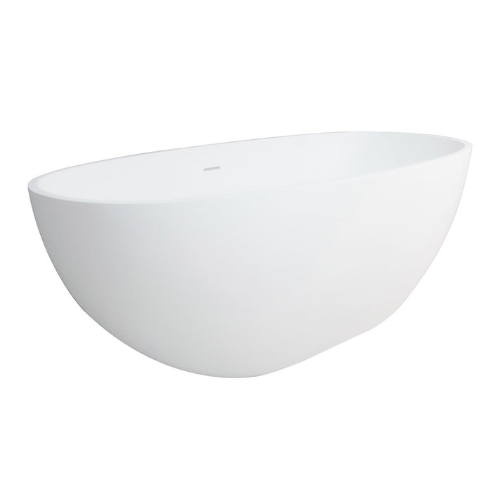 Kingston Tulare KRTRS6531266K2 - Arcticstone 65-Inch Solid Surface Oval Double Ended Freestanding Tub with Faucet Combo and Drain, Polished Brass