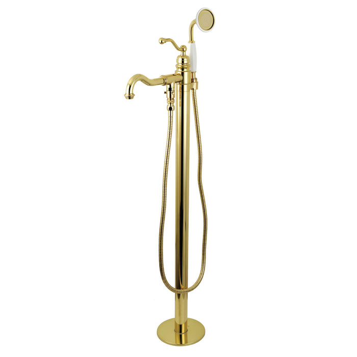 Kingston Tulare KRTRS7232132AL - Arcticstone 72-Inch Solid Surface Oval Double Ended Freestanding Tub with Faucet Combo and Drain, Polished Brass