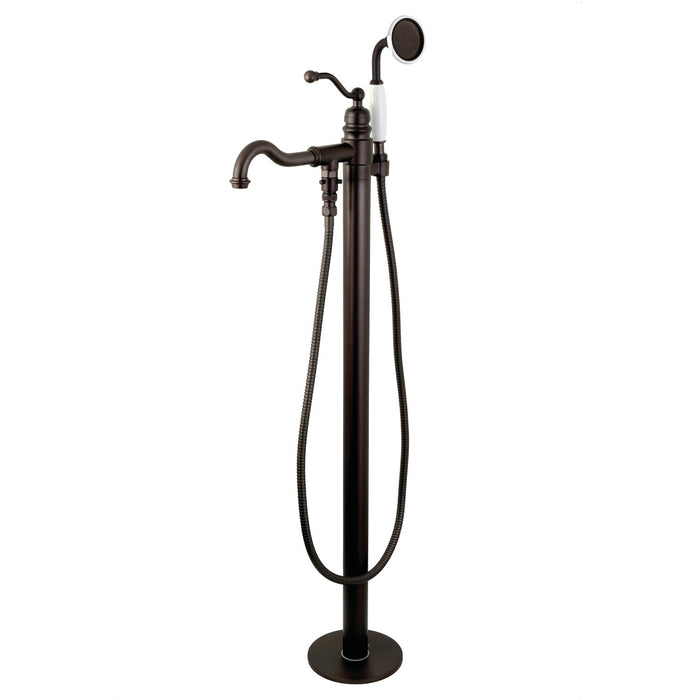 Kingston Tulare KRTRS7232135AL - Arcticstone 72-Inch Solid Surface Oval Double Ended Freestanding Tub with Faucet Combo and Drain, Oil Rubbed Bronze