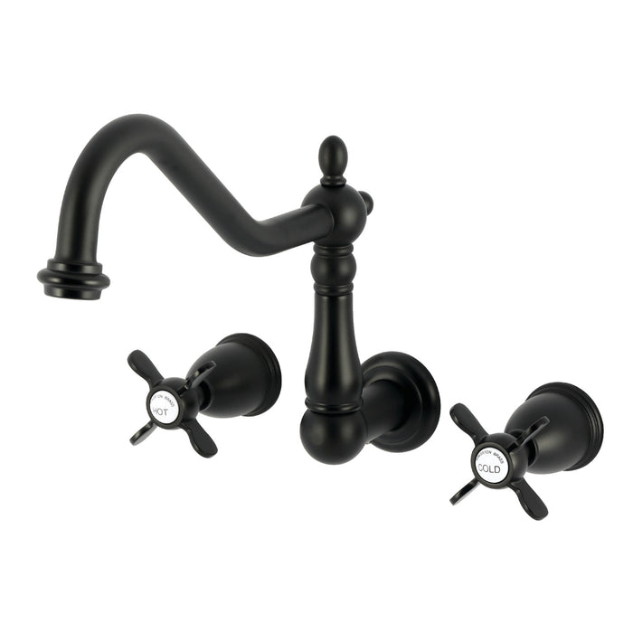 Kingston Heirloom KS1020BEX - Essex Two-Handle 3-Hole Wall Mount Roman Tub Faucet, Matte Black