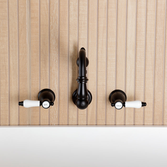 Kingston Heirloom KS1020BPL - Bel-Air Two-Handle 3-Hole Wall Mount Tub Faucet, Matte Black
