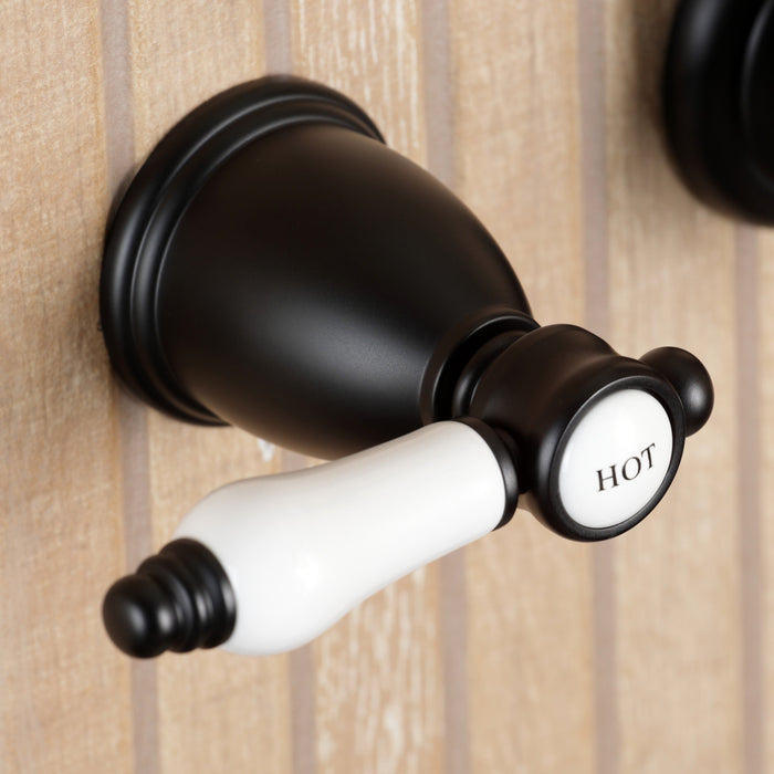 Kingston Heirloom KS1020BPL - Bel-Air Two-Handle 3-Hole Wall Mount Tub Faucet, Matte Black