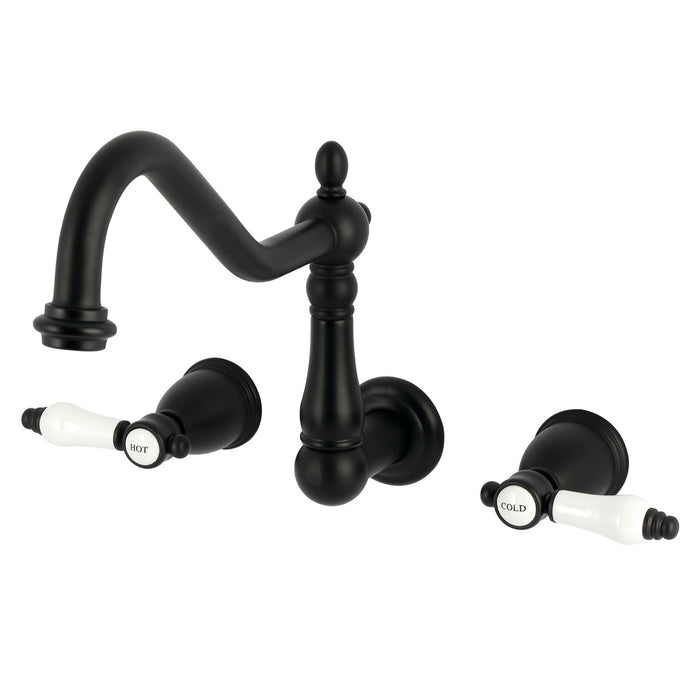 Kingston Heirloom KS1020BPL - Bel-Air Two-Handle 3-Hole Wall Mount Roman Tub Faucet, Matte Black
