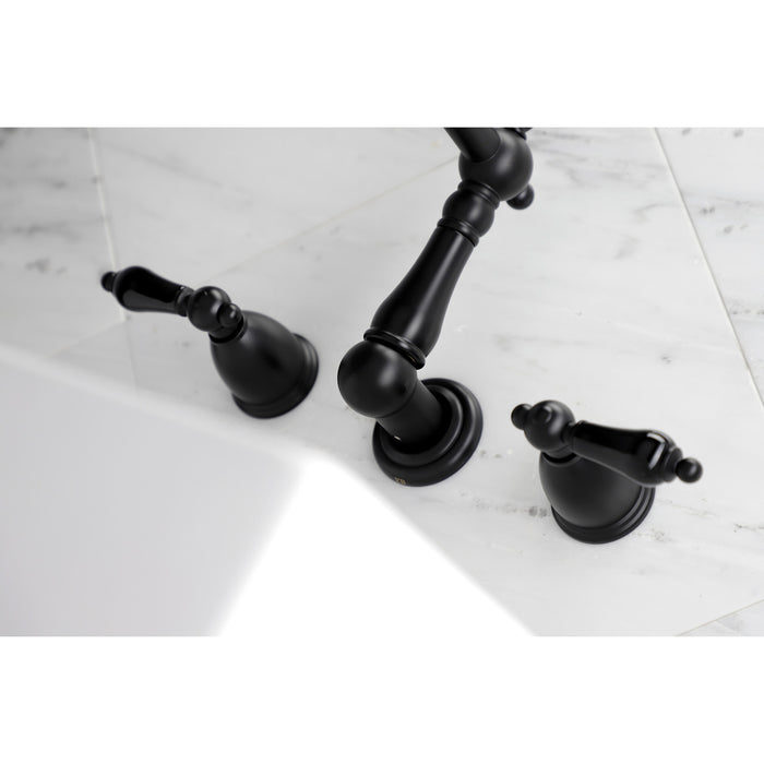 Kingston Heirloom KS1020PKL - Duchess Two-Handle 3-Hole Wall Mount Tub Faucet, Matte Black