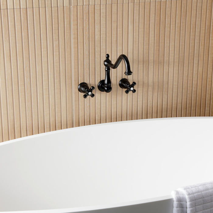 Kingston Heirloom KS1020PKX - Duchess Two-Handle 3-Hole Wall Mount Roman Tub Faucet, Matte Black