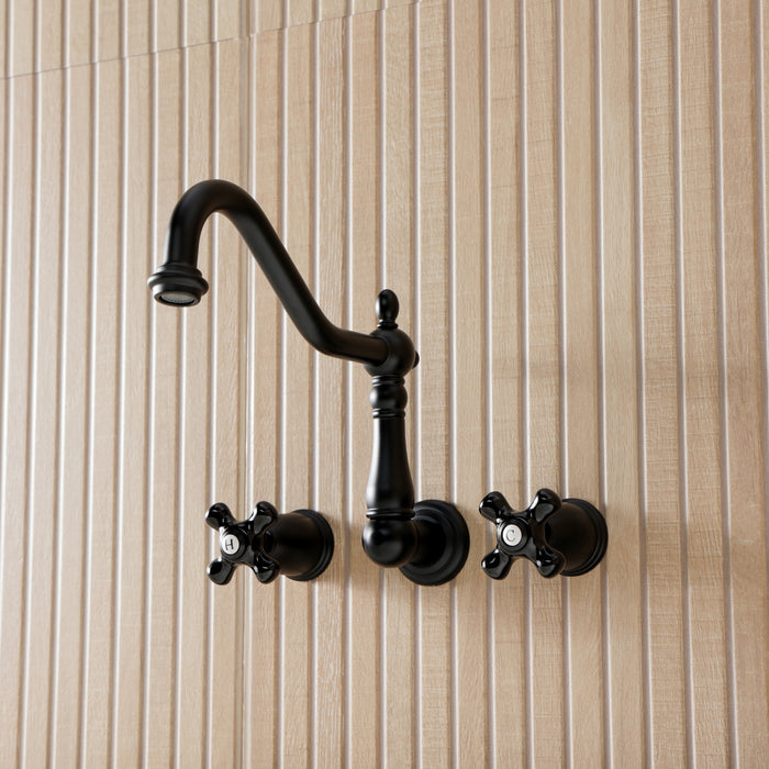 Kingston Heirloom KS1020PKX - Duchess Two-Handle 3-Hole Wall Mount Roman Tub Faucet, Matte Black