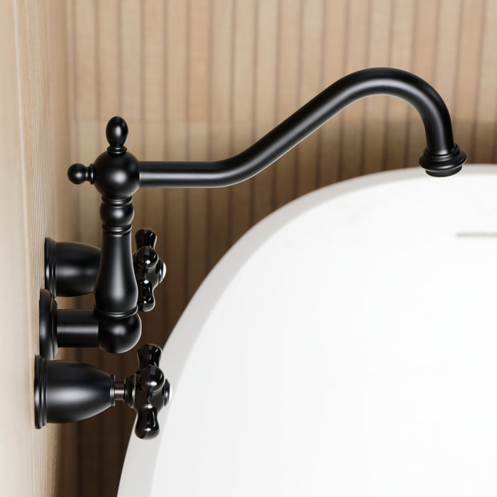 Kingston Heirloom KS1020PKX - Duchess Two-Handle 3-Hole Wall Mount Roman Tub Faucet, Matte Black