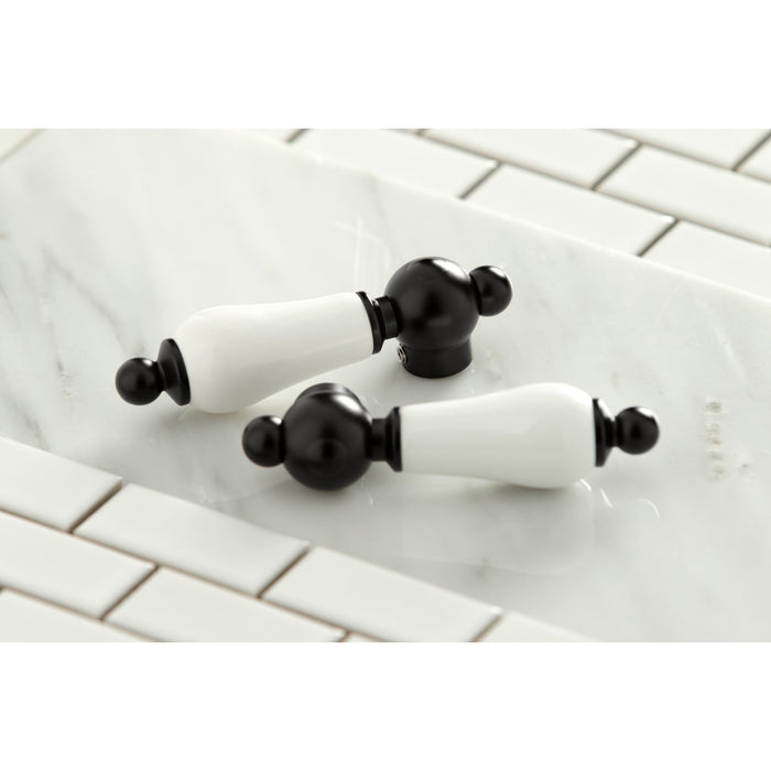 Kingston Heirloom KS1020PL - Heritage Two-Handle 3-Hole Wall Mount Tub Faucet, Matte Black