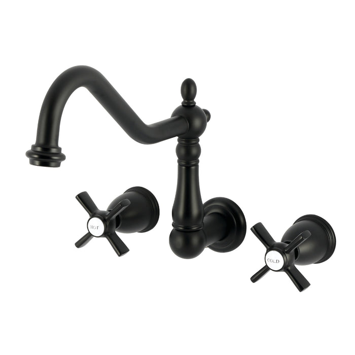 Kingston Heirloom KS1020ZX - Millennium Two-Handle 3-Hole Wall Mount Roman Tub Faucet, Matte Black