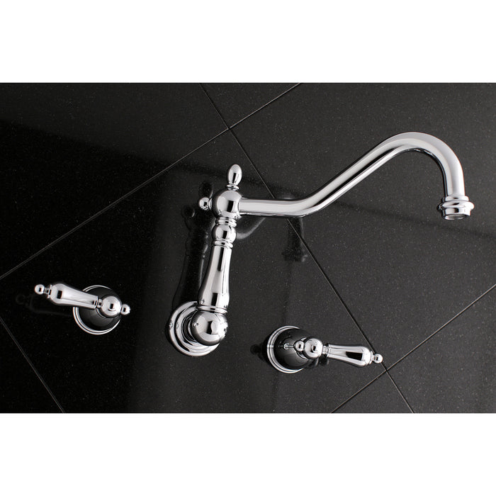 Kingston Heirloom KS1021AL - Heritage Two-Handle 3-Hole Wall Mount Roman Tub Faucet, Polished Chrome