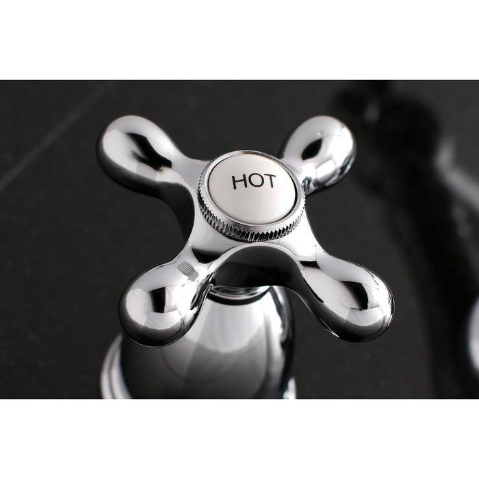 Kingston Heirloom KS1021AX - Heritage Two-Handle 3-Hole Wall Mount Tub Faucet, Polished Chrome