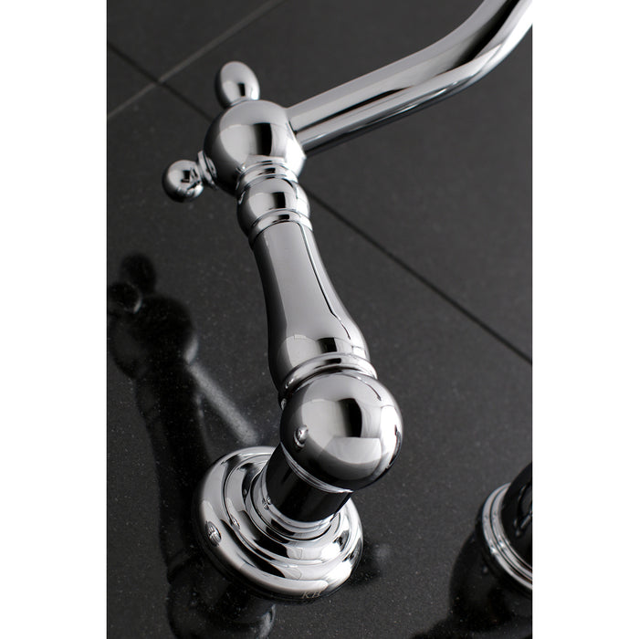 Kingston Heirloom KS1021AX - Heritage Two-Handle 3-Hole Wall Mount Tub Faucet, Polished Chrome