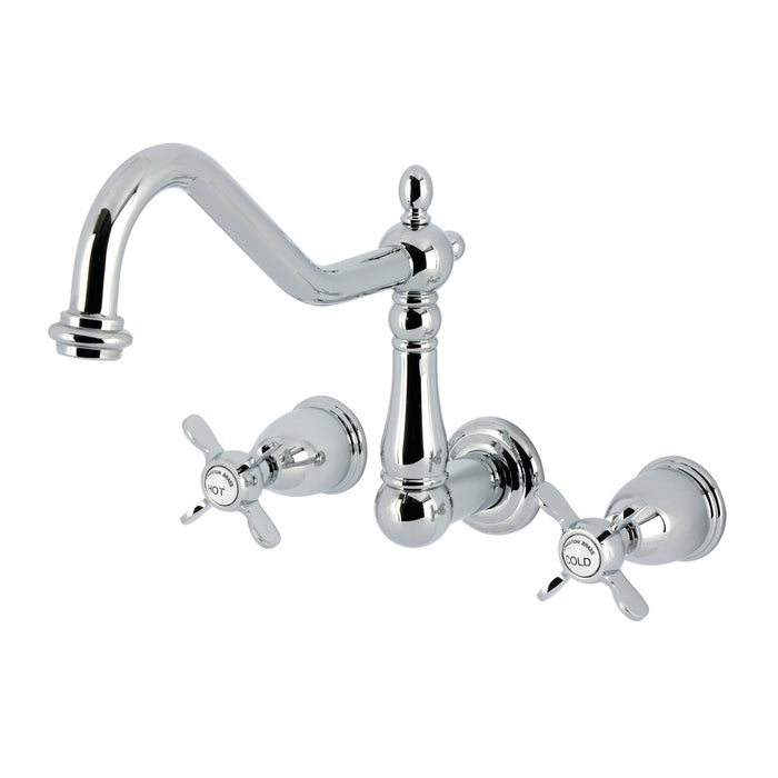 Kingston Heirloom KS1021BEX - Essex Two-Handle 3-Hole Wall Mount Tub Faucet, Polished Chrome