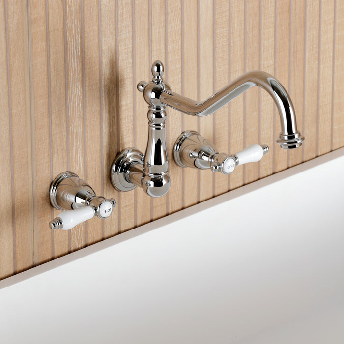 Kingston Heirloom KS1021BPL - Bel-Air Two-Handle 3-Hole Wall Mount Tub Faucet, Polished Chrome