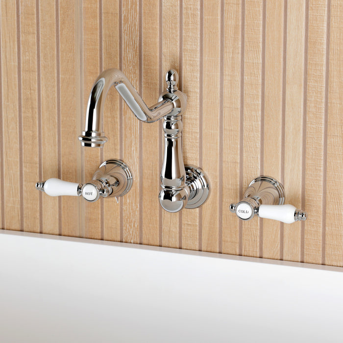 Kingston Heirloom KS1021BPL - Bel-Air Two-Handle 3-Hole Wall Mount Tub Faucet, Polished Chrome