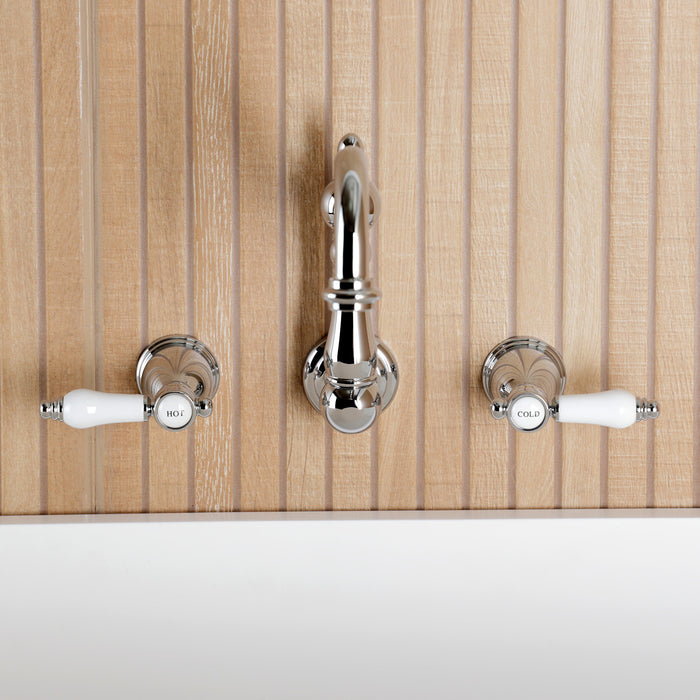 Kingston Heirloom KS1021BPL - Bel-Air Two-Handle 3-Hole Wall Mount Tub Faucet, Polished Chrome