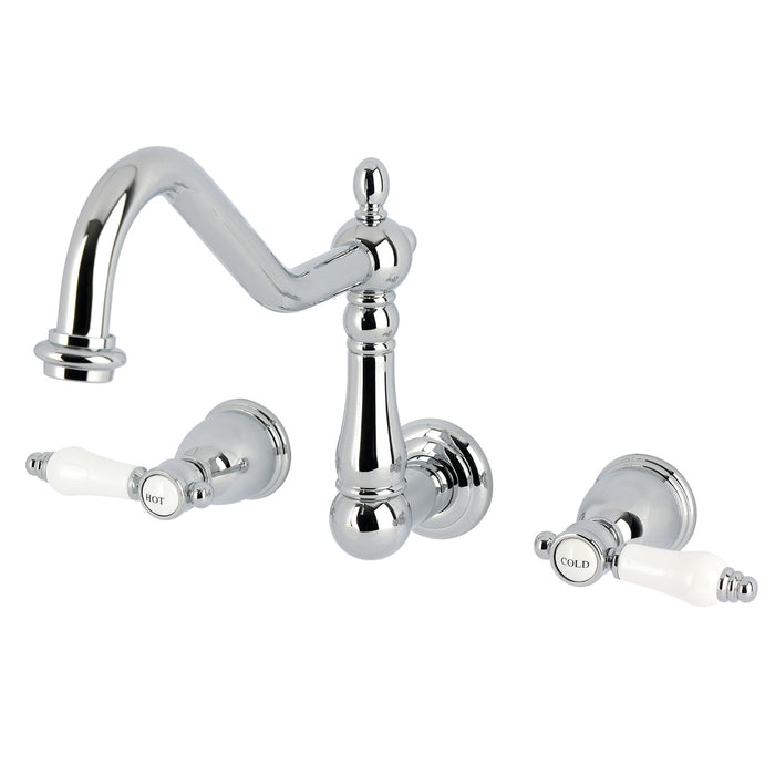 Kingston Heirloom KS1021BPL - Bel-Air Two-Handle 3-Hole Wall Mount Roman Tub Faucet, Polished Chrome