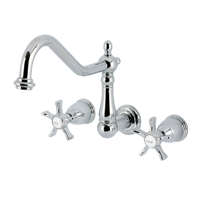 Kingston Heirloom KS1021NX - Hamilton Two-Handle 3-Hole Wall Mount Tub Faucet, Polished Chrome