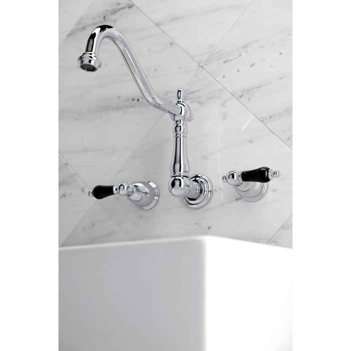 Kingston Heirloom KS1021PKL - Duchess Two-Handle 3-Hole Wall Mount Tub Faucet, Polished Chrome
