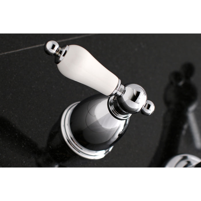Kingston Heirloom KS1021PL - Heritage Two-Handle 3-Hole Wall Mount Tub Faucet, Polished Chrome