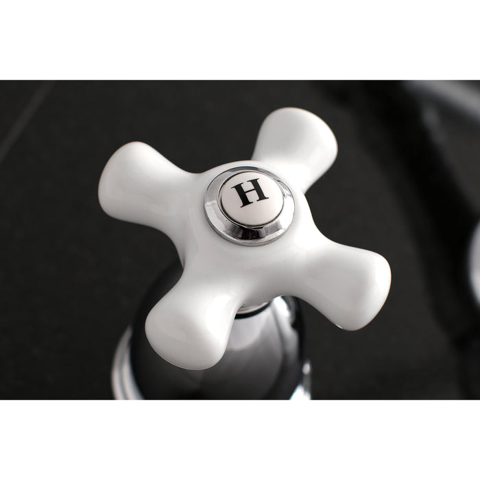 Kingston Heirloom KS1021PX - Heritage Two-Handle 3-Hole Wall Mount Tub Faucet, Polished Chrome