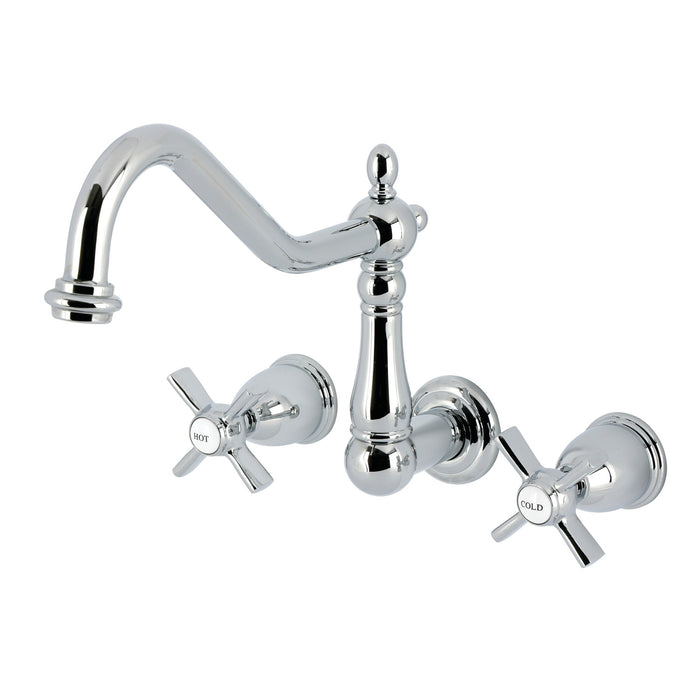 Kingston Heirloom KS1021ZX - Millennium Two-Handle 3-Hole Wall Mount Tub Faucet, Polished Chrome